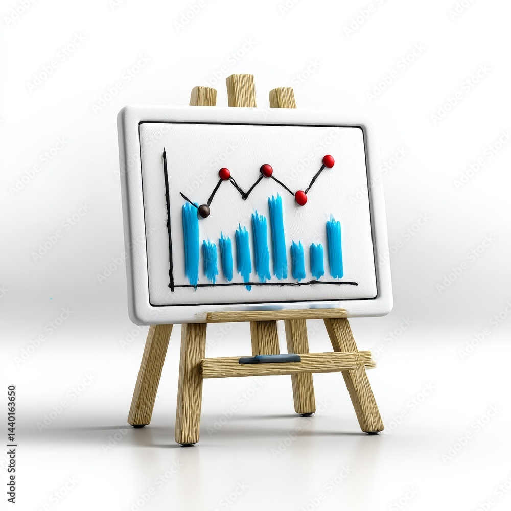 Aufkleber Hand-Drawn Stock Chart on a Miniature Easel: A Creative Business Illustration with Financial Data Representation 