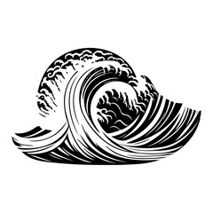 Naklejka premium Dynamic monochrome wave depiction, artistic interpretation of ocean energy