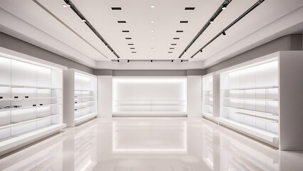 Modern Retail Display - Empty Showcase with Stylish Lighting