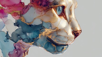 Colorful Cat Marble Art
