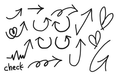 黒い手書き矢印のイラスト集