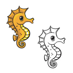 cartoon seahorse vector illustration. Simple design. Drawing. Coloring. Easy to edit