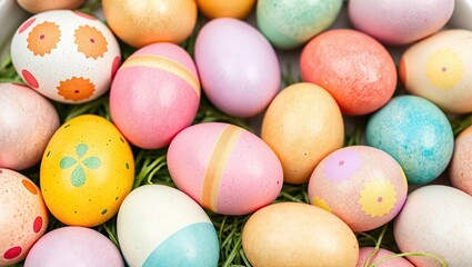 Hand-painted Easter Eggs Close-up Displaying Spring Colors