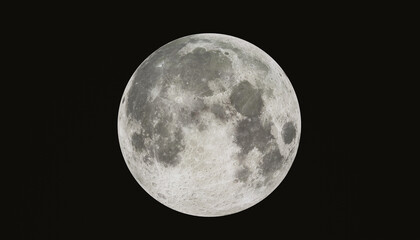 Moon on black background. 3d render.