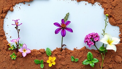 Earthen Frame Decorated with Clivia, Spiraea, and Buddleia