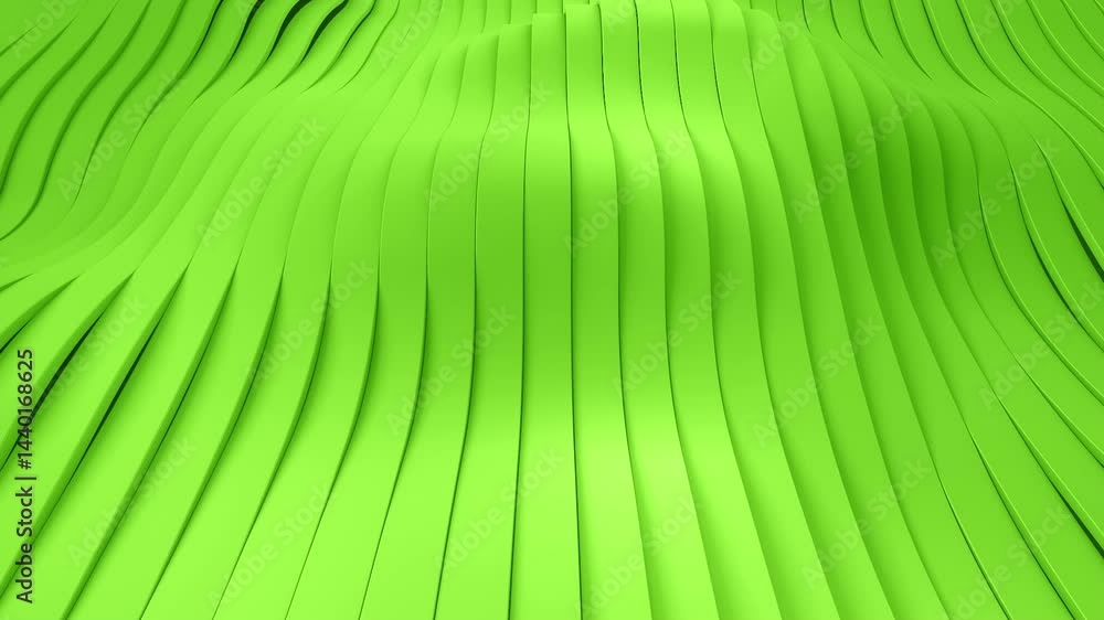 Aufkleber abstract 3d green wavy ribbons in smooth oscillating motion, elegant corporate background animation 
