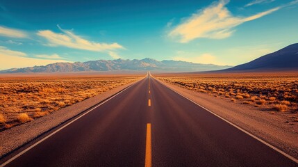 Fototapeta premium Endless Desert Highway: A Journey Through the American West