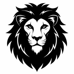 Lion head silhouette vector black on white background