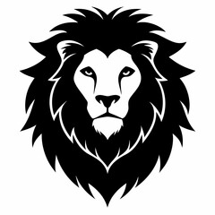 Obraz premium Lion head silhouette vector black on white background