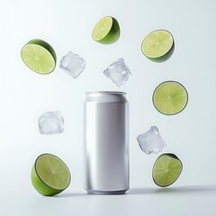 Lime with Ice, and Can Refreshing Drink.