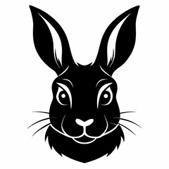 Rabbit head silhouette vector black on white background