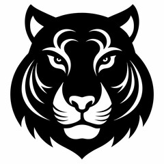 Tiger head silhouette vector black on white background 