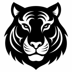 Tiger head silhouette vector black on white background 