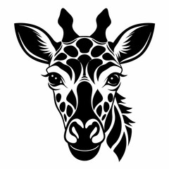 Fototapeta premium Giraffe head silhouette vector black on white background