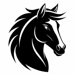 Horse head silhouette vector black on white background