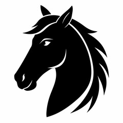 Horse head silhouette vector black on white background