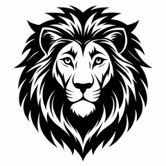 Lion head silhouette vector black on white background