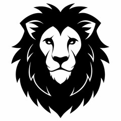 Fototapeta premium Lion head silhouette vector black on white background