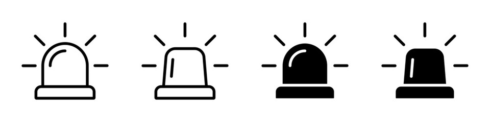 Siren icons set.  Siren icon, outline icon style, linear pictogram icon, fire siren icon.