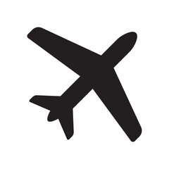 Plane icon, airplane icon in flat style. Airplane icon in black.