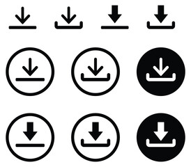 Download icon set, Download icon collection. Vector illustration.