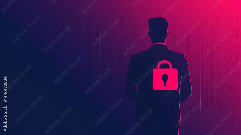 Aufkleber cybersecurity businessman securing digital data with futuristic graphics