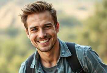 Outdoor portrait of a smiling male with relaxed expression