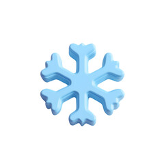 3D isometric icon, snowflake, light blue color on a transparent background 