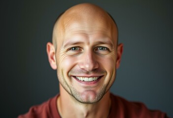Obraz premium Portrait of a bald man with a warm smile