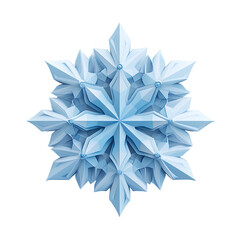 3D isometric icon, snowflake, light blue color on a transparent background