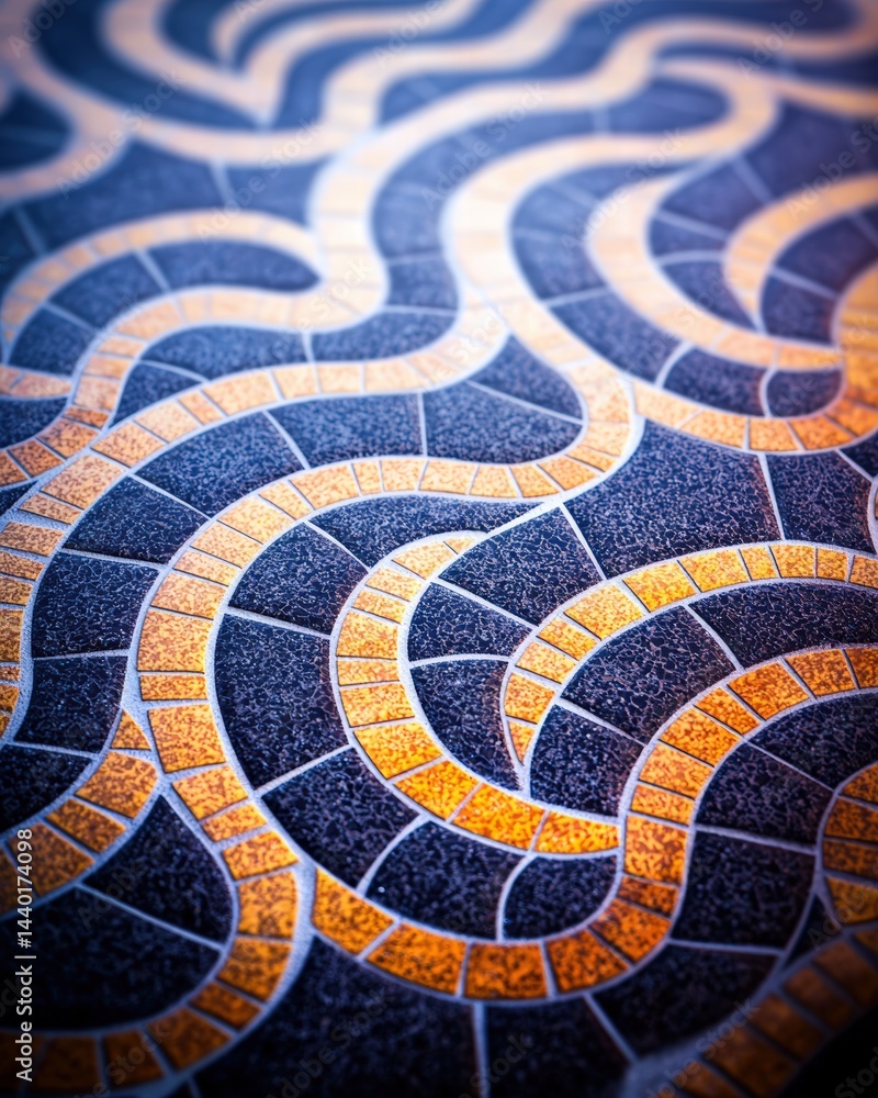 Poster beautiful mosaic pattern on a table showcasing colorful tiles arranged in an intricate design layout