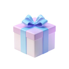 Fototapeta premium A gift box icon with a blue ribbon, transparent background