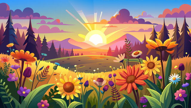 Very beautiful sunset beauty sunlight rural sunshine wildflower highcoloured flower sun meadow sunbeam sunflower sun beautiful wildflower nature sunflower flower ornamental sunflower setting field mea