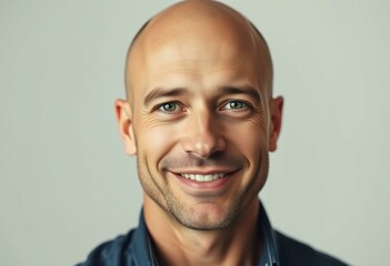 Portrait of a bald man with a friendly expression