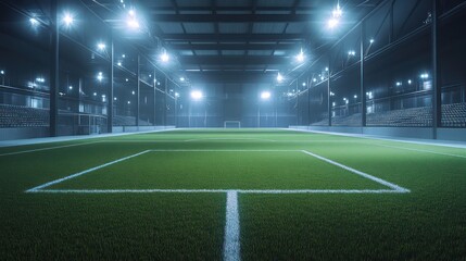 Obraz premium Indoor sports field bright lighting artificial turf