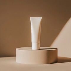 White tube cream with beige background.