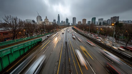 City highway under overcast sky
