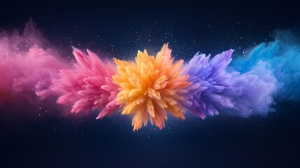 Vibrant explosion of colorful smoke and light effects