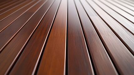 Parallel wooden planks with varying shades of brown run diagonally across the frame.