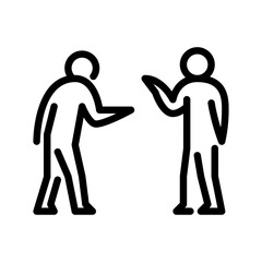 meet friend outline icon. stickman line art illustration.