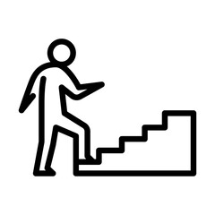 step up outline icon. stickman line art illustration.