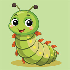 Caterpillar cartoon vector art illustration.