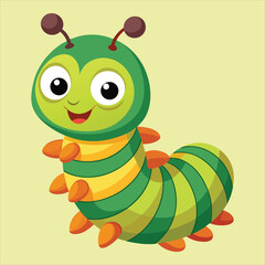 Caterpillar cartoon vector art illustration.