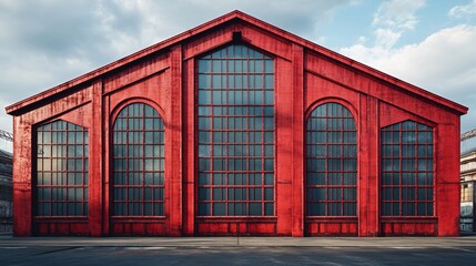 Red Historic Corner Building with Classic Architectural Details