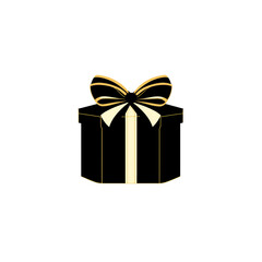 Elegant Black Gift Box with Gold Bow - Minimalist Design