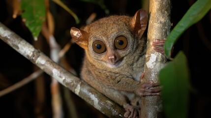 Obraz premium Philippine Tarsier: Tiny Primate in Natural Habitat