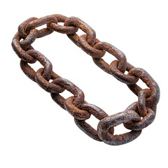 Obraz premium Rusty metal chain links diagonally isolated on transparent background