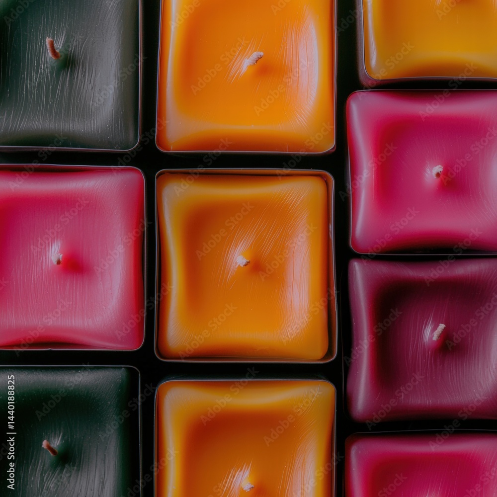 Poster abstract square pattern composed of various colored squares creating a vibrant visual display