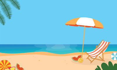 Happy Summer Day Vector Background Design with Vibrant Colors and Fun Decorative Icons