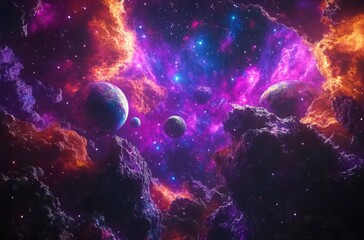 A vibrant cosmic scene filled with multicolored stars